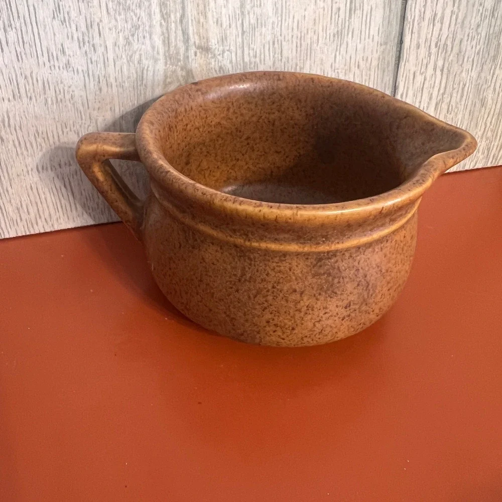 Vintage‎ Brown Speckled Stoneware Creamer Pitcher Mid Century Modern Farmhouse